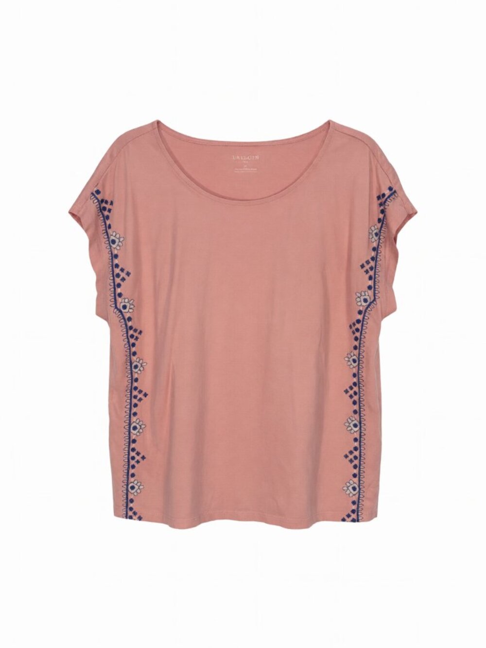 Talbots Pink Blue Women's Embroidered Pink Tee XL